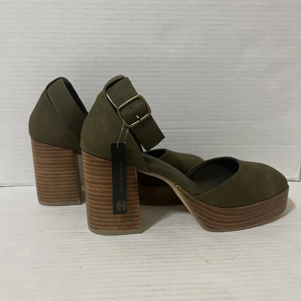 House of Harlow Revolve Tanner Mary Jean Block Heel platform Size 8.5 green - Picture 9 of 9